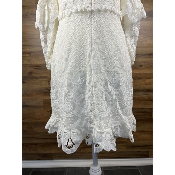 New Coquette Dress Parker Irma Sz 4 Lace Overlay Off the Shoulder White $228 - Picture 15 of 16